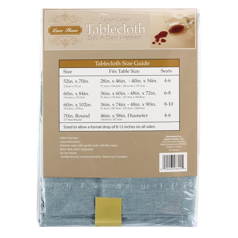 Luxe Home Linen-Look Fabric Tablecloth, 60" x 102"