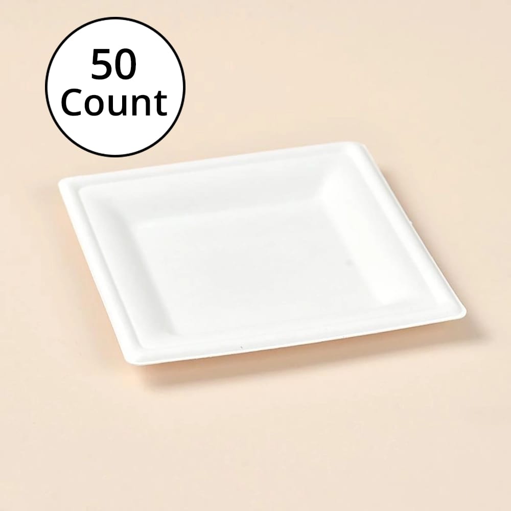 Ecoware Biodegradable 6" Square Tray, 50 Count