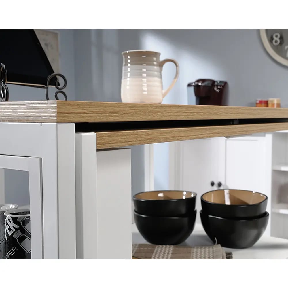 Sauder Wood and Metal Kitchen Island with Storage, White