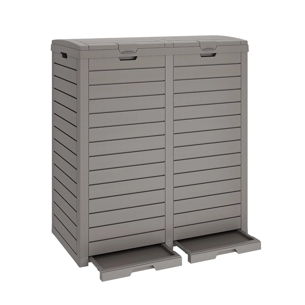 Waterproof Outdoor Trash Can with Lid, Gray, 62 Gallons