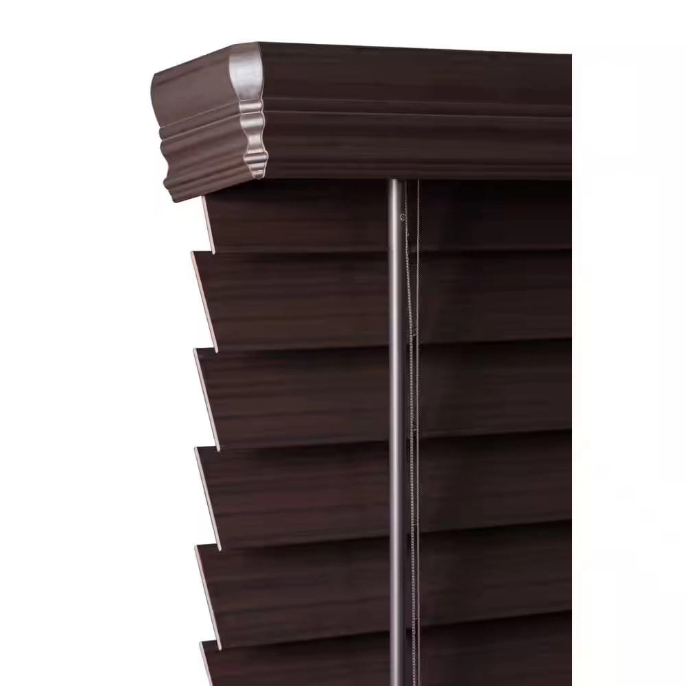 Cordless Premium Faux Wood Blinds with 2.5" Slats, Espresso, 35" x 72"