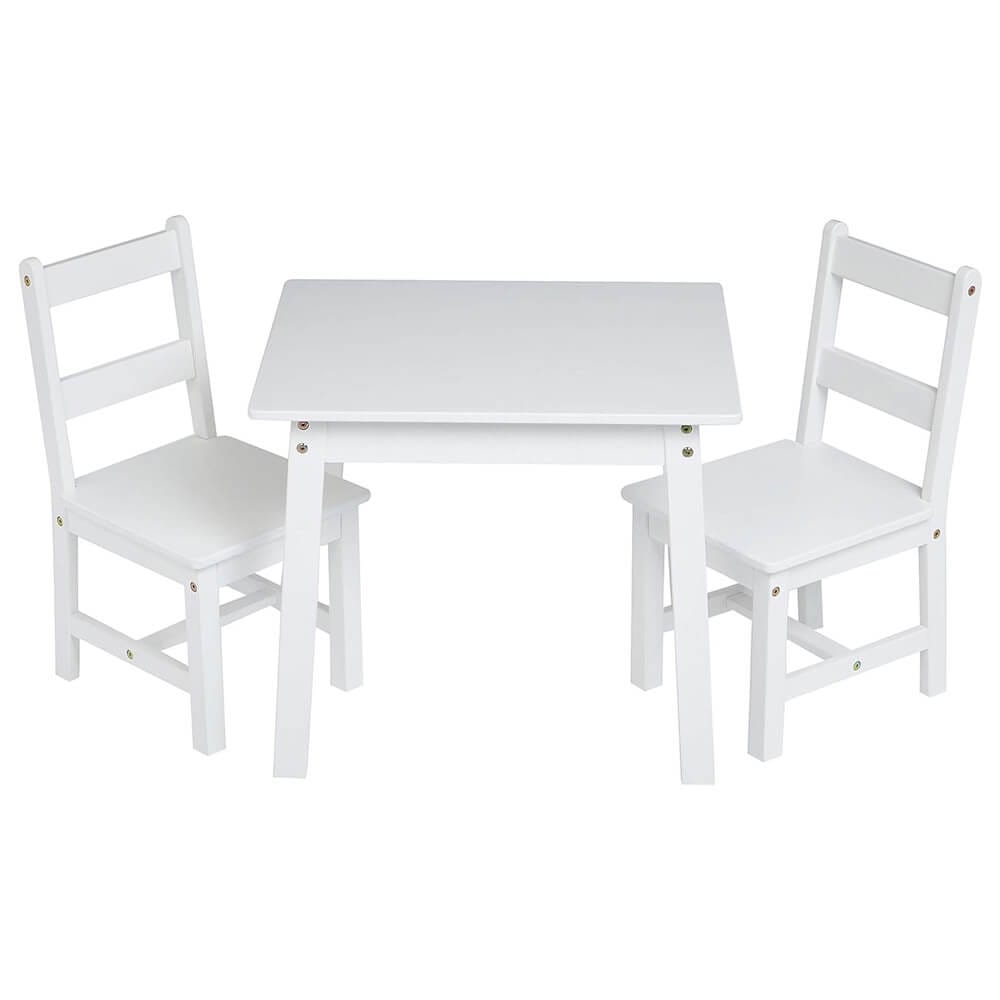 Kids' Solid Wood Table & Chairs Set, White