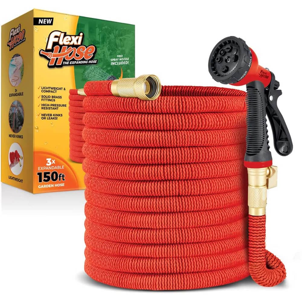 Flexi Hose with 8-Function Nozzle, 150', Red