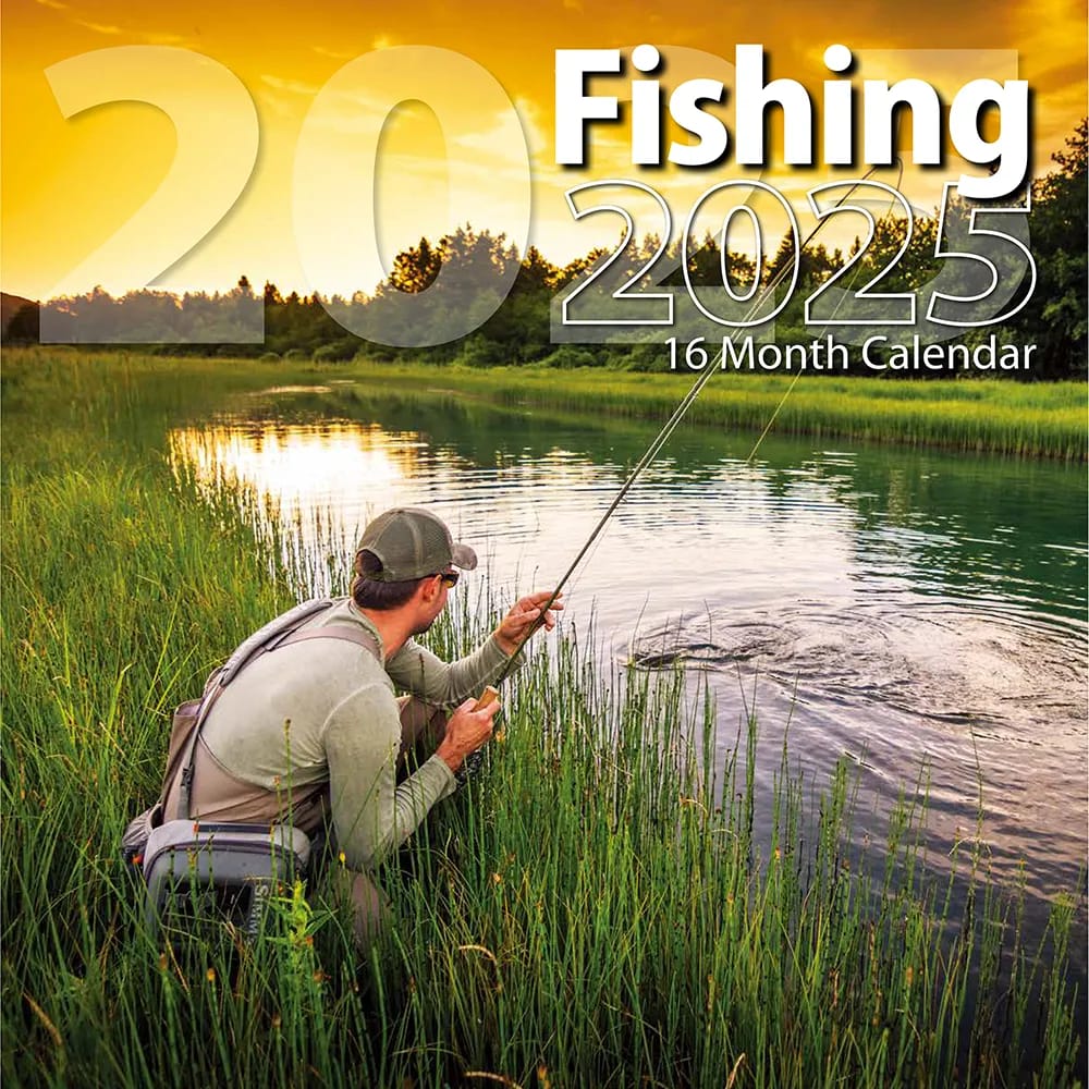 2025 Fishing Themed 16 Month Wall Calendar, 12"