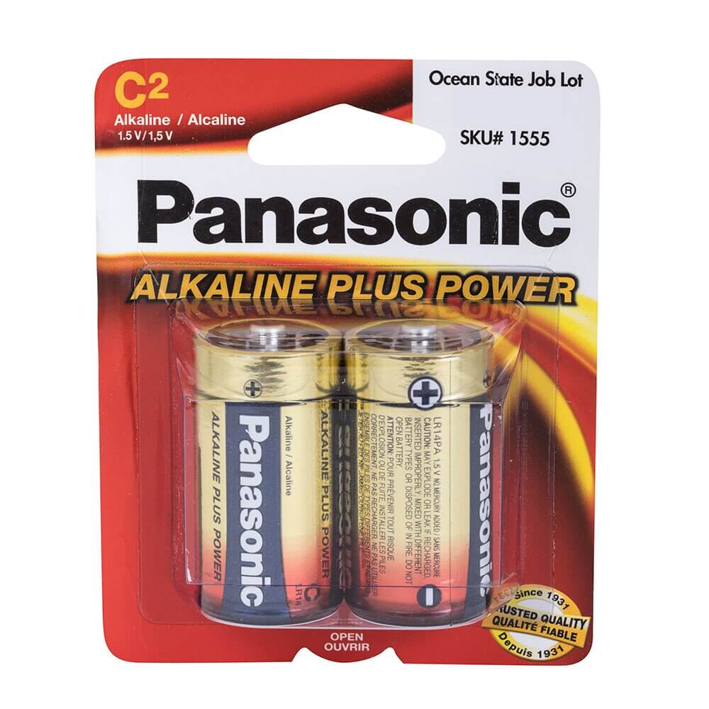 Panasonic C Alkaline Batteries, 2-Count
