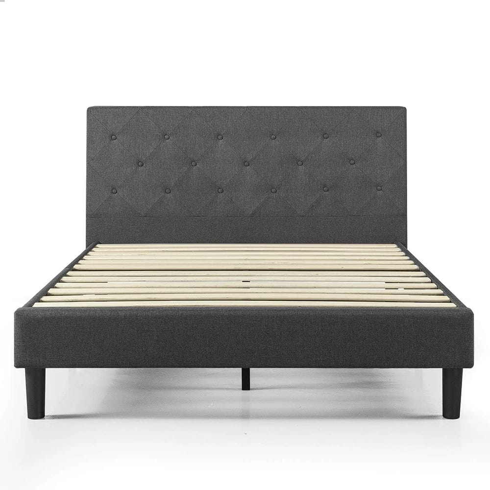 Zinus Shalini Upholstered Platform Bed Frame, Full, Dark Gray