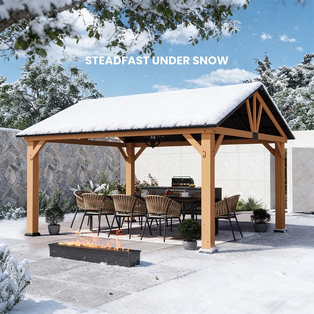 Woodland 13' x 15' Cedar Wood Hard Top Gazebo