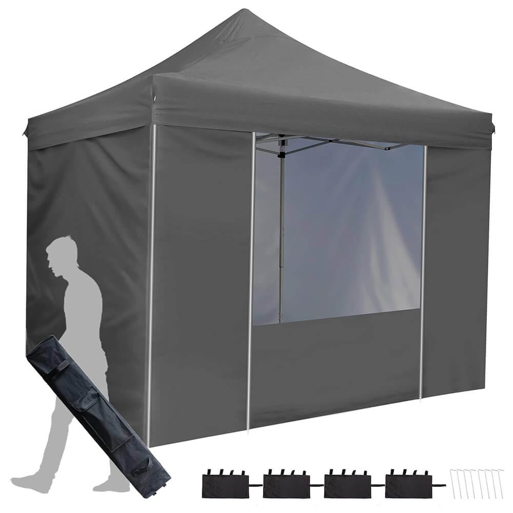 10' x 10' Pop-Up Canopy Tent with 5 Sidewalls, Gray