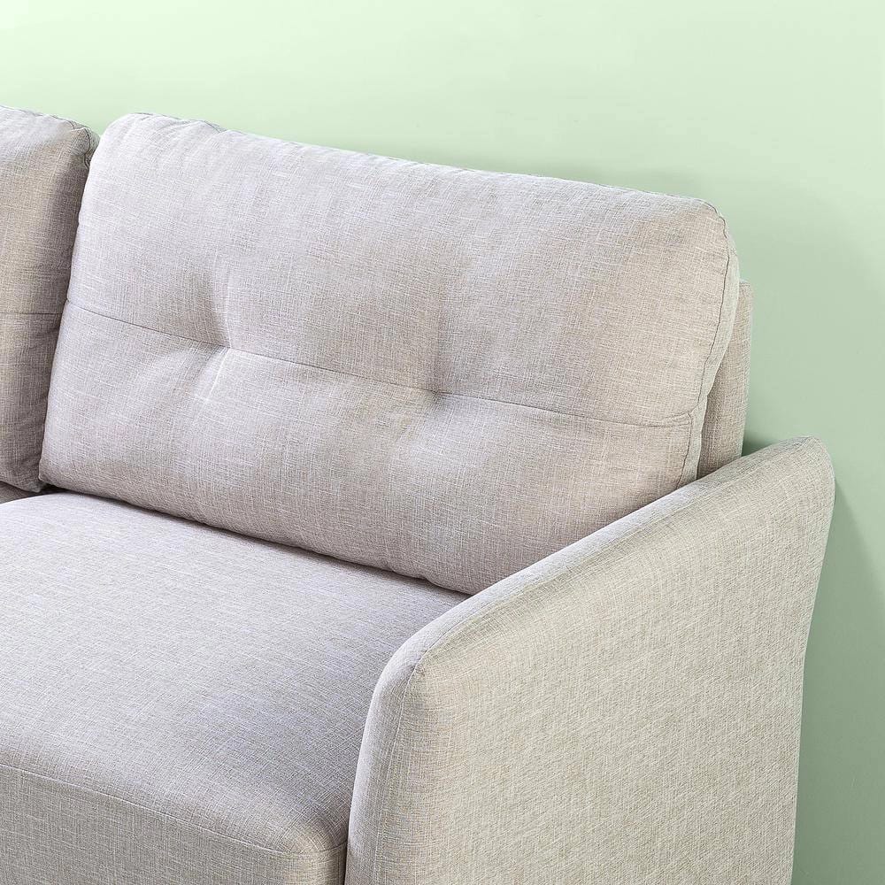 Zinus Round Arm 3-Seater Sofa, Beige