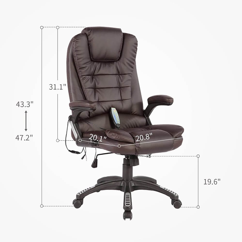 Mecor High Back Faux Leather Office Chair with Heat & Massage, Brown