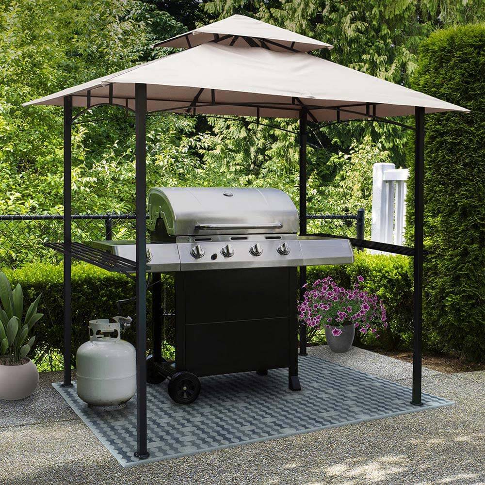 2-Tier Vented 8' x 5' Steel Grill Gazebo, Beige