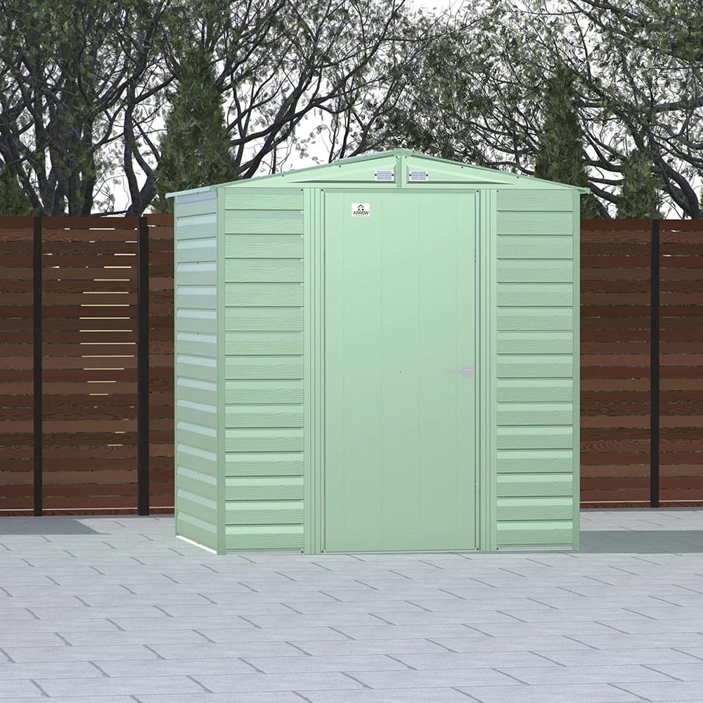 Arrow Select 6' x 5' Galvanized Steel Storage Shed, Sage Green