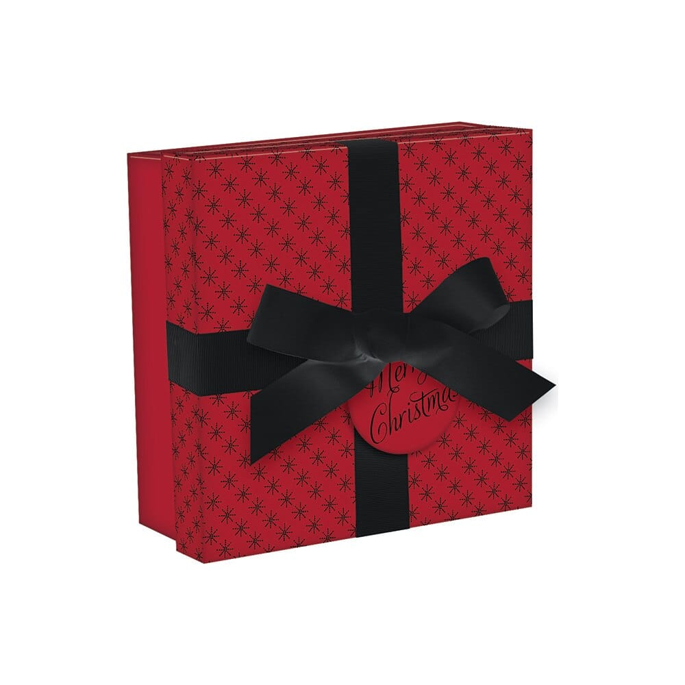 Small Christmas Gift Box with Ribbon and Tag, 8" x 8"