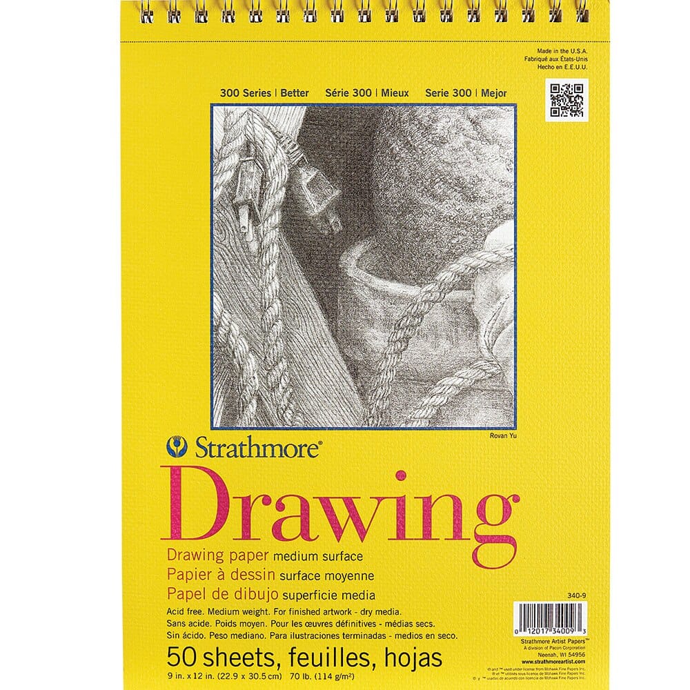 Strathmore 300 Series 9" x 12" Spiral Drawing Pad, 50 Sheets