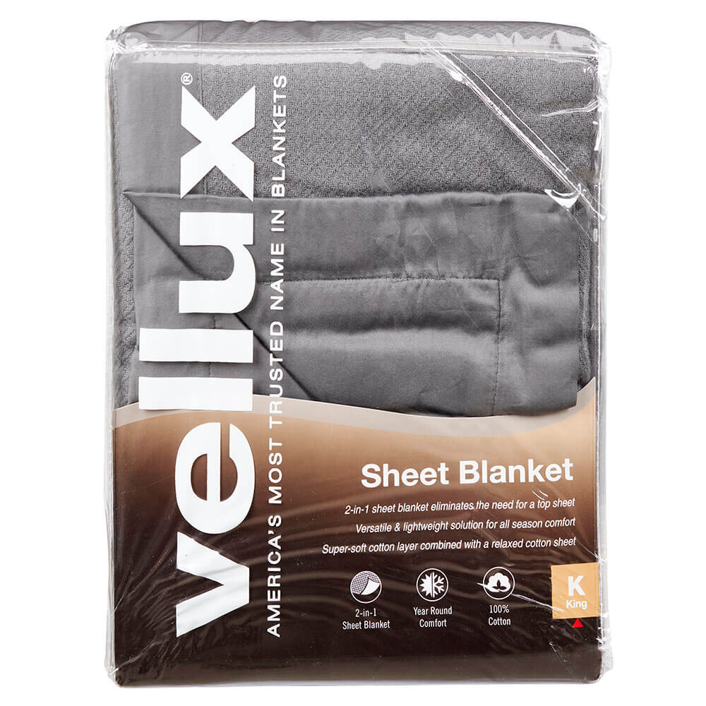 Vellux Cotton 2-in-1 King Sheet Blanket, Gray