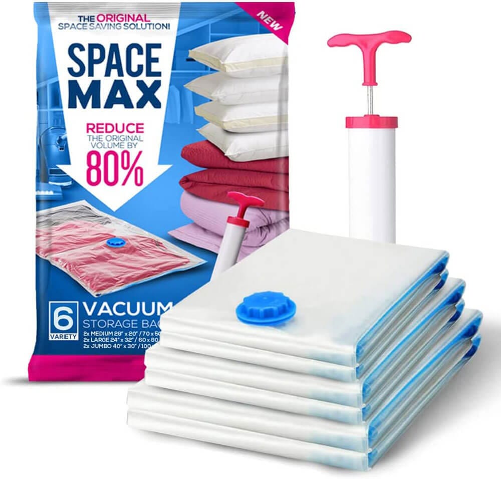 SPACE MAX Premium Space Saver Vacuum Storage Bags, Variety Size, 6-Pack