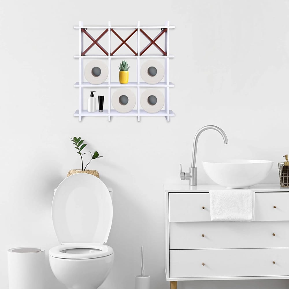 Noa Store Tic Tac Toe Tissue Roll Shelf, White