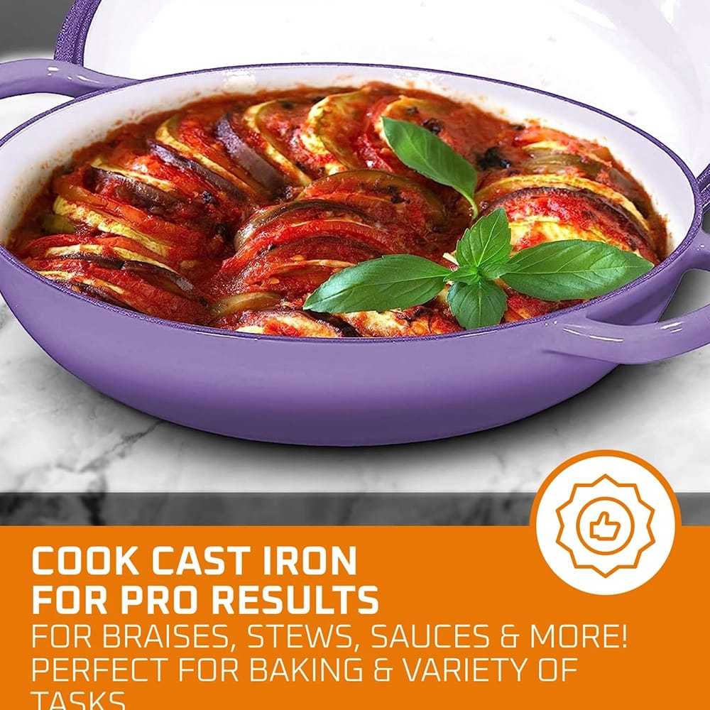 Bruntmor 4.5 Quart Pre-Seasoned Cast Iron Dutch Oven, Purple