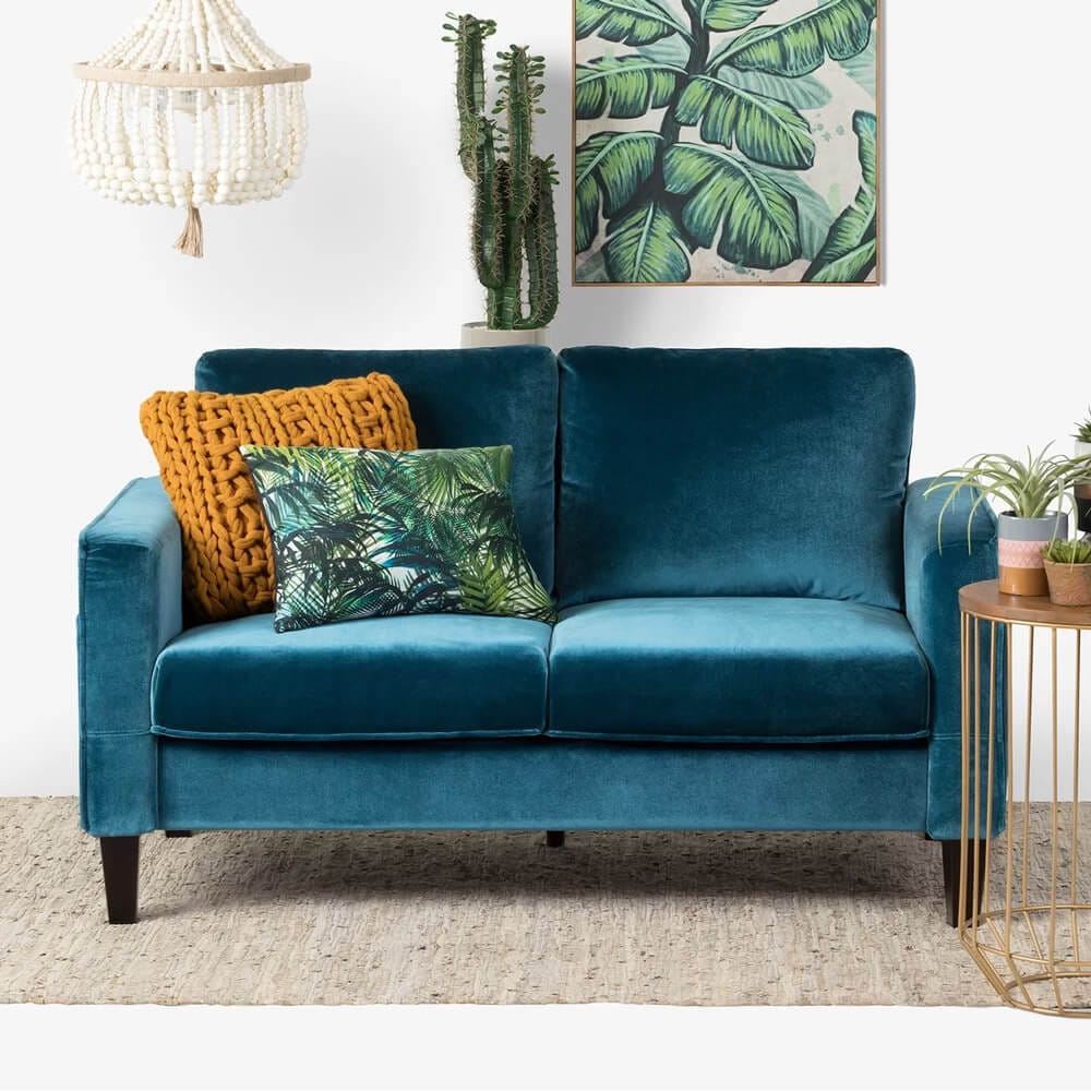 South Shore Cozy 57" Square Arm Loveseat, Velvet Blue