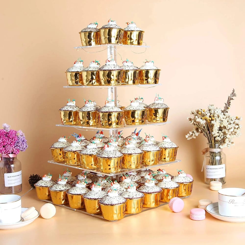 Vdomus 5-Tier Acrylic Cupcake Tower with LED Lights
