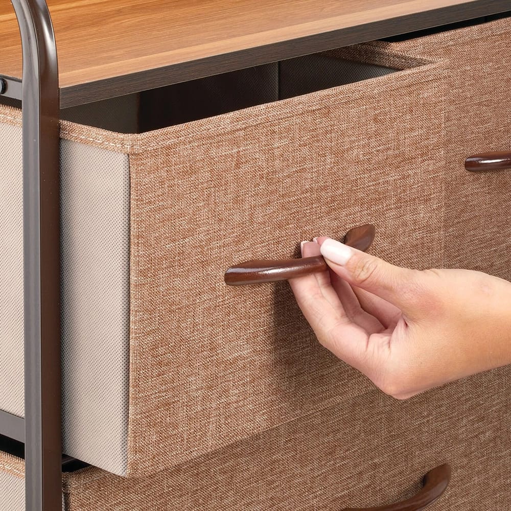 mDesign 7 Drawer Fabric Dresser, Coffee/Dark Brown