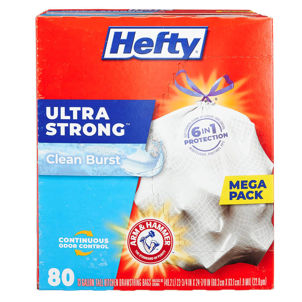 Hefty Ultra Strong Clean Burst 13 Gallon Trash Bags, 80 Count