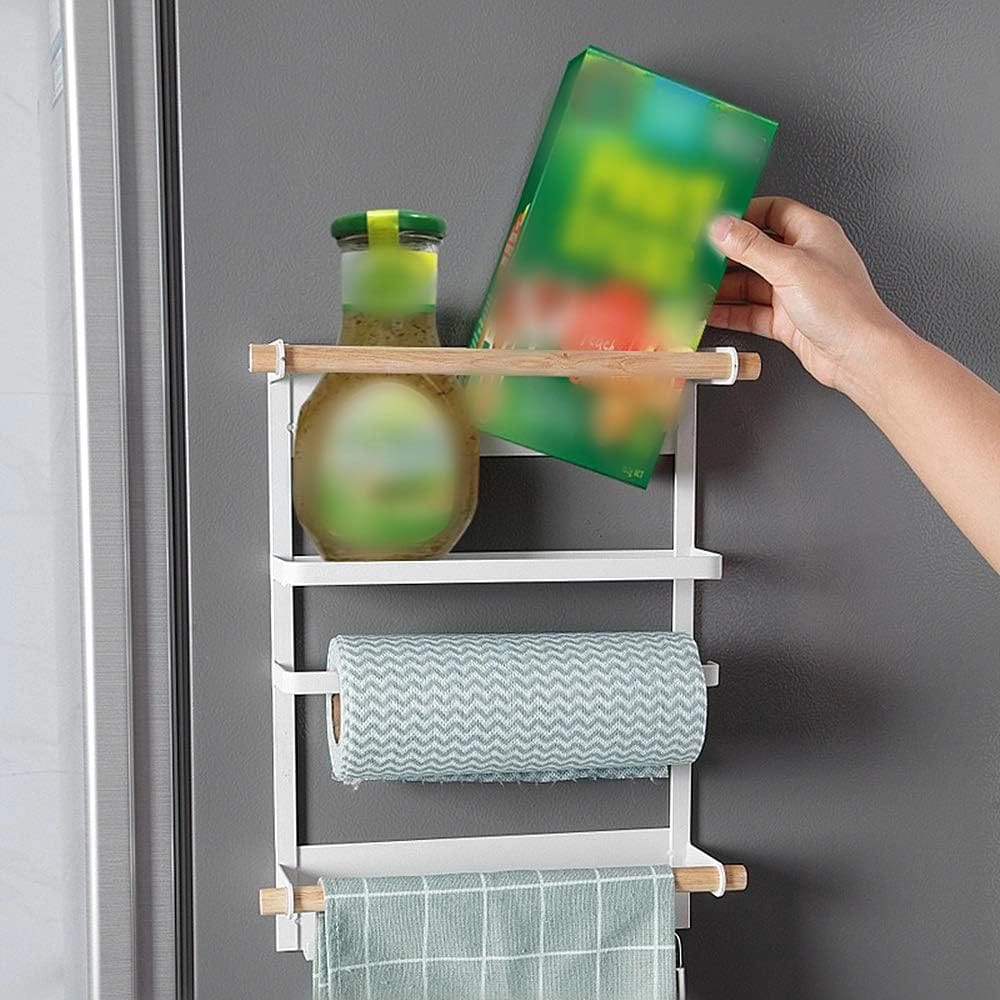 Okuna Outpost Magnetic Spice Rack with Paper Towel Holder, White