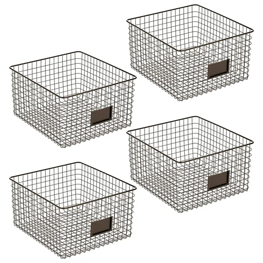 mDesign Closet Storage Wire Basket, Bronze, 4 Pack