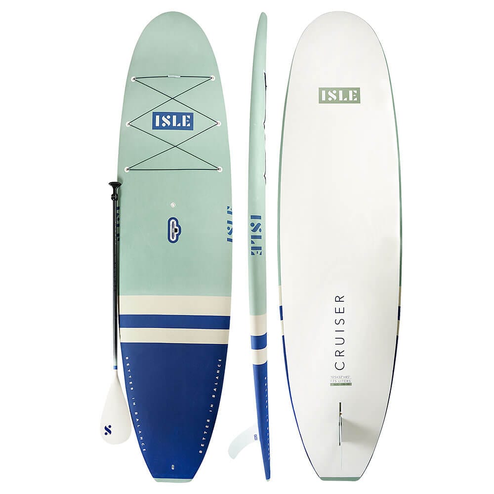 ISLE Cruiser 10'5" Hard Stand Up Paddle Board Package, Seafoam/Navy
