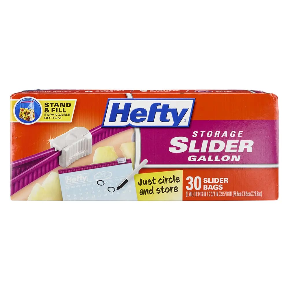 Hefty Storage Slider Gallon Bags, 30 ct