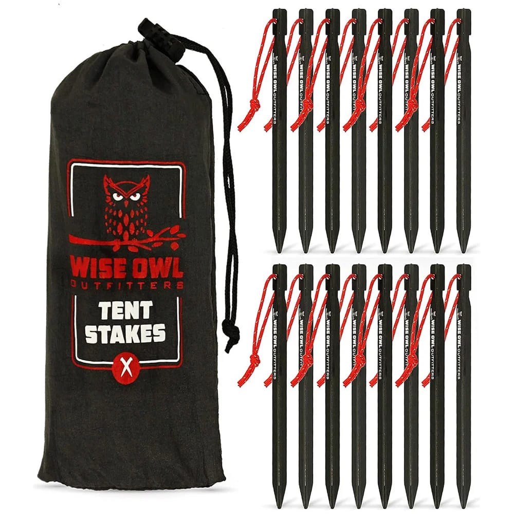 Wise Owl Outfitters Heavy Duty Tent Stakes, 16 Pack