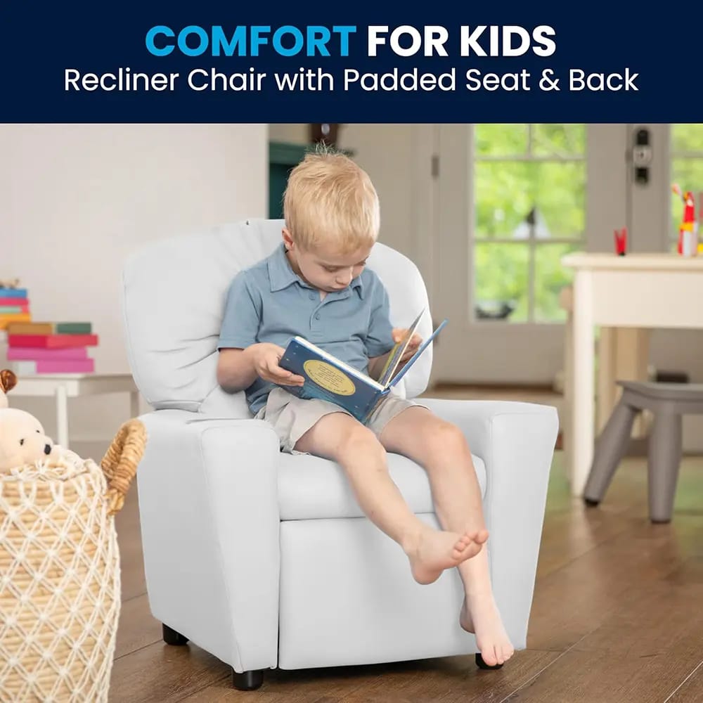 Flash Furniture Chandler Vinyl Kids Recliner, White