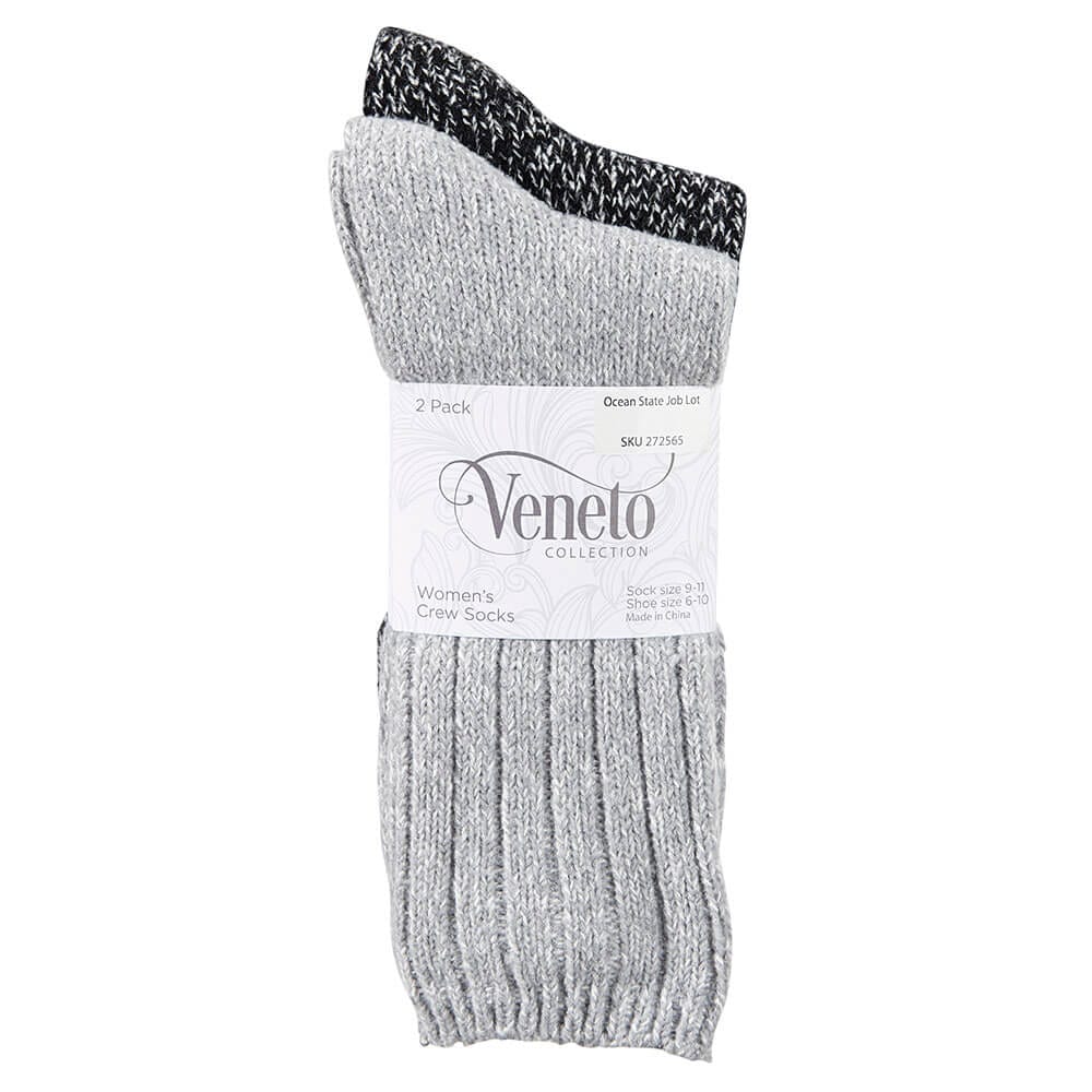 Veneto Women's Crew Socks, 2 Pair