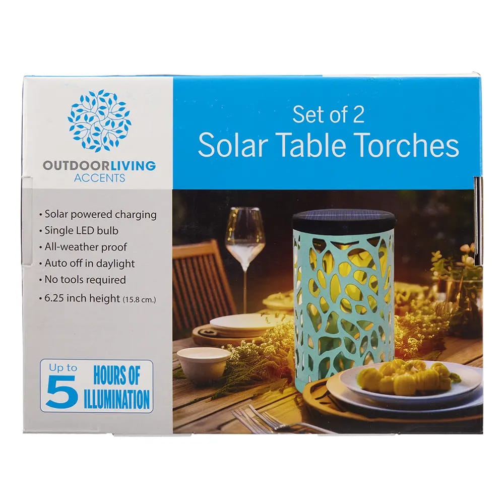 Outdoor Living Solar Table Torches, Teal, 2pk.