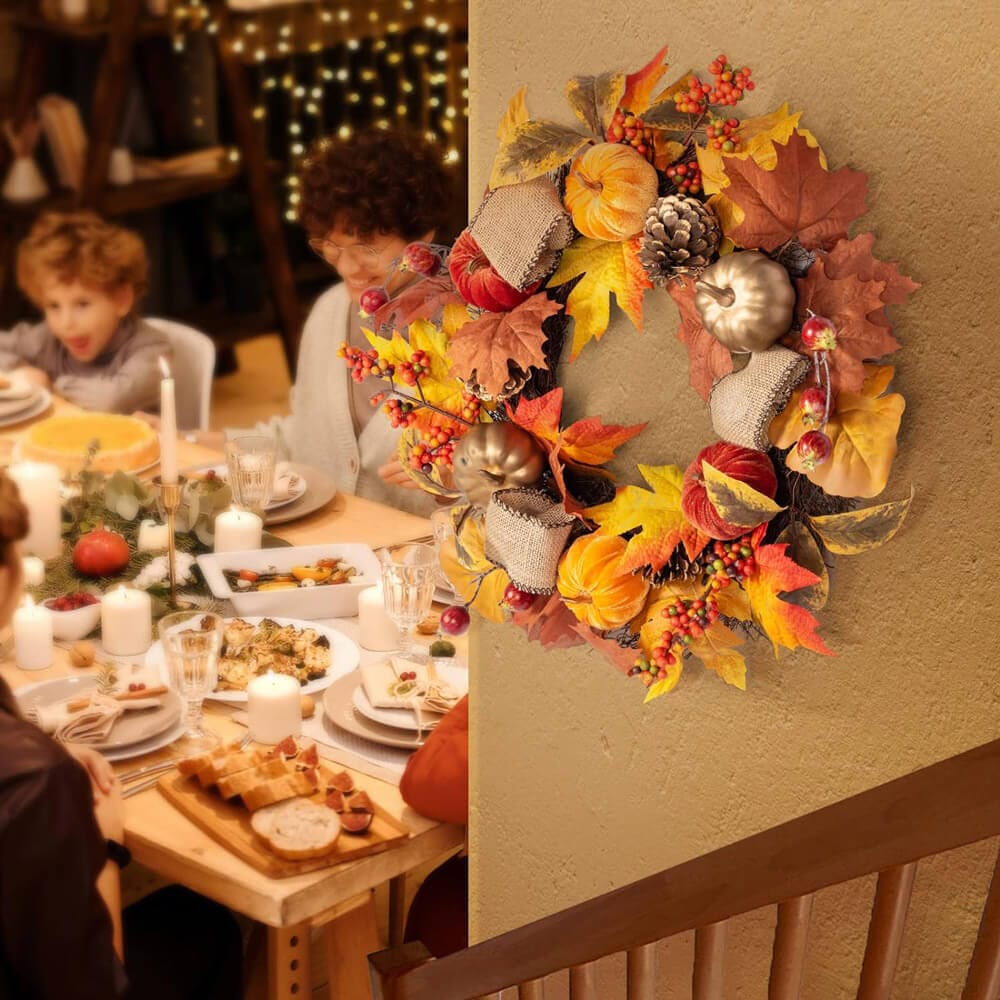 22" Festive Fall Artificial Wreath