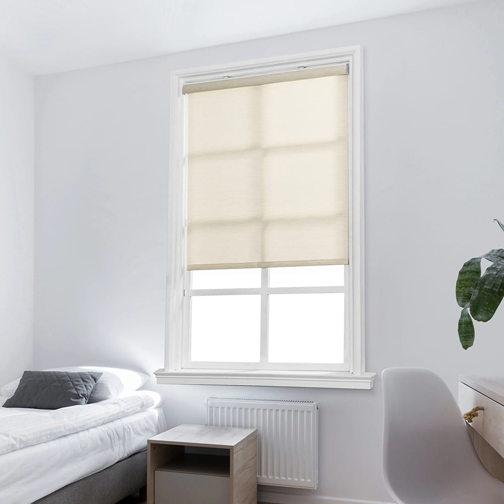 Cordless Textured Fabric Roller Shade, Ivory, 39" x 66"
