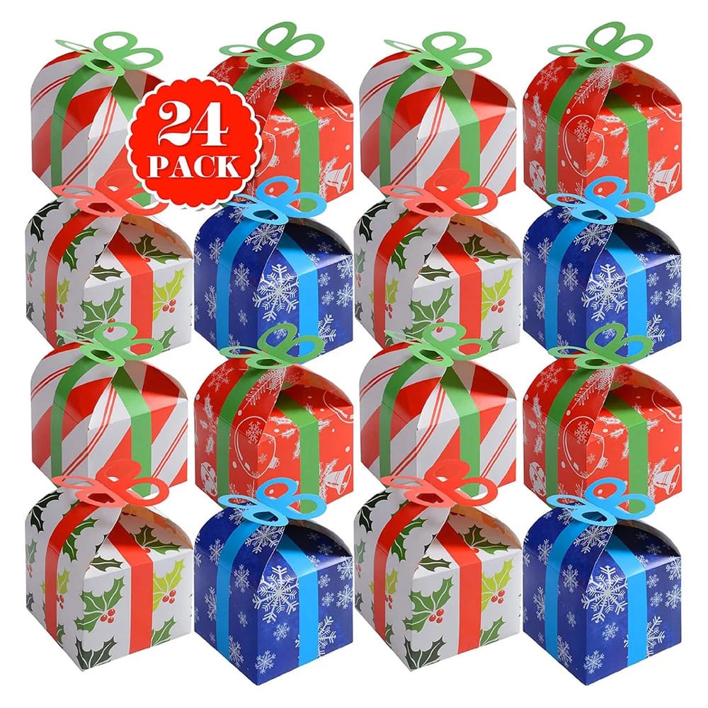 Prextex Assorted Christmas Gift Boxes, 24 Pack