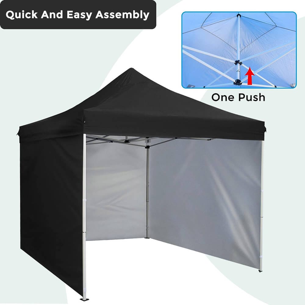 10' x 10' Pop-Up Canopy Tent with 4 Sidewalls, Black