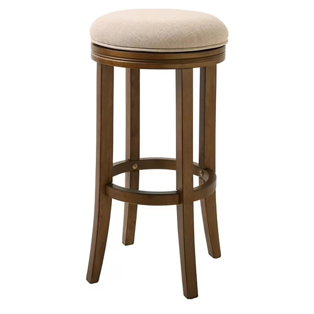 NewRidge Home Goods 30" Counter-Height Backless Wood Swivel Barstool, Honeysuckle/Cream