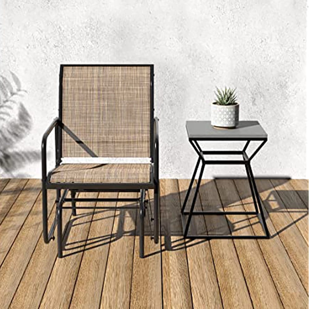 Outdoor Patio Sling Glider Chair, Brown