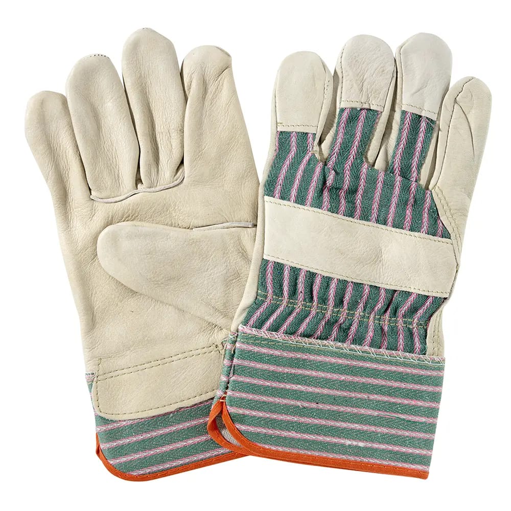 Tan Leather Work Gloves With Safety Cuff