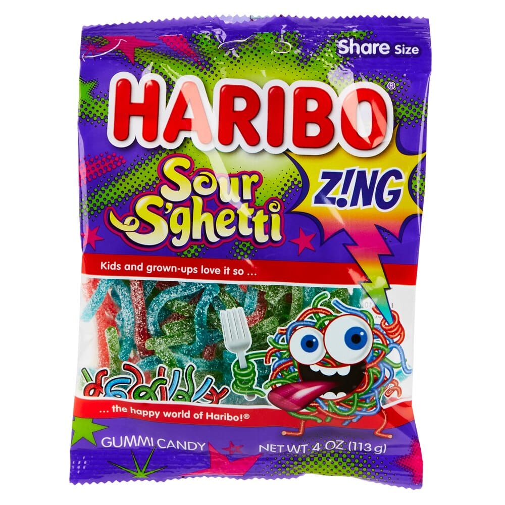 Haribo Sour S'ghetti Gummi Candy, 4 oz