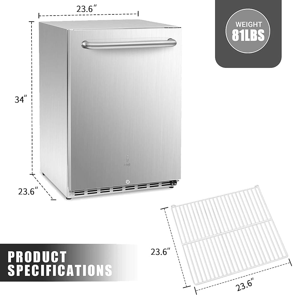 IceJungle 24" Stainless Steel Freestanding Outdoor Refrigerator