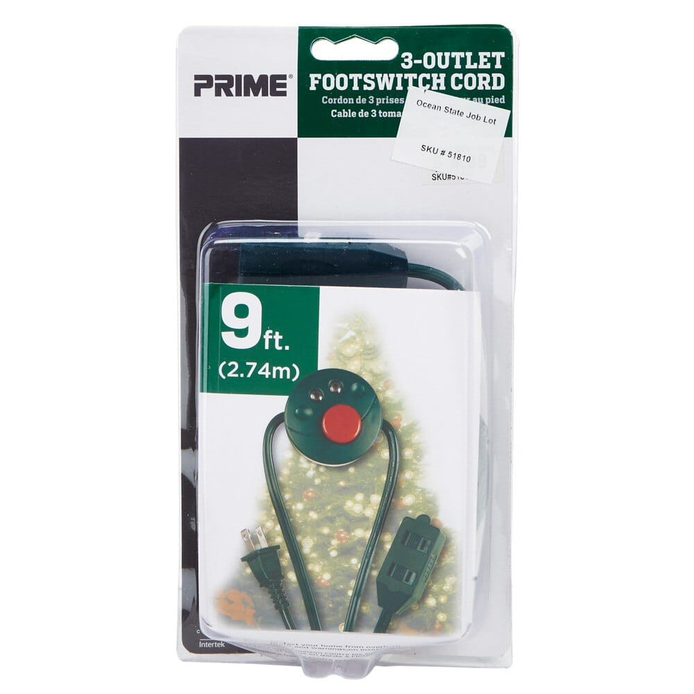 Prime 3-Outlet Footswitch Extension Cord, 9'