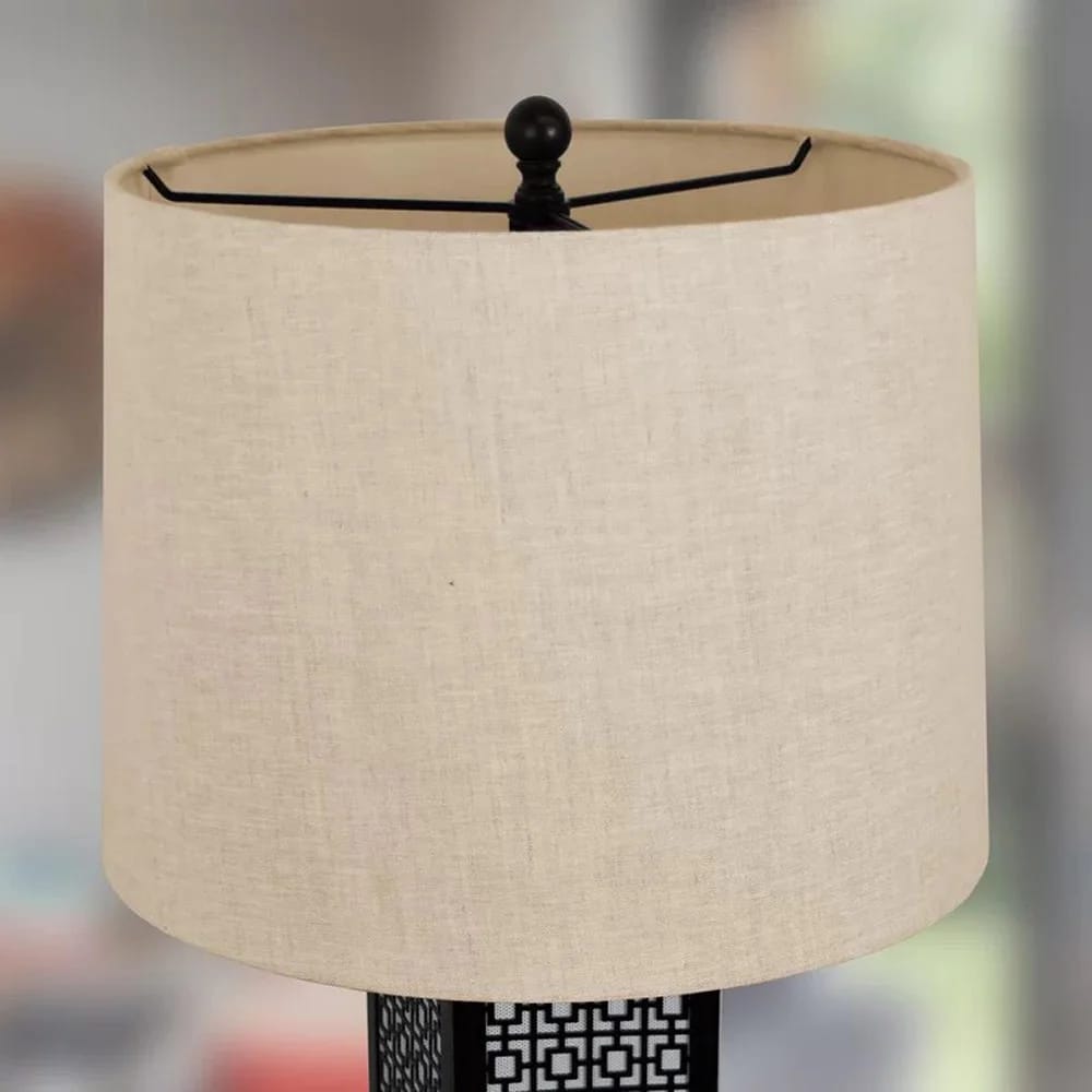 Round Metal USB Table Lamp with Speakers, Antique Bronze