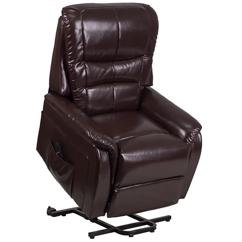 Remote Powered Leather Lift Recliner, Brown