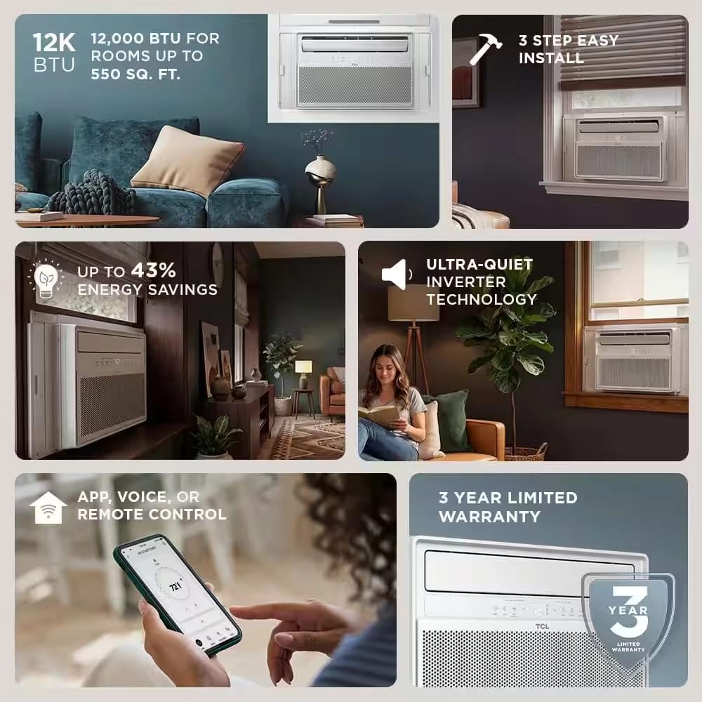 TCL 12,000 BTU Ultra-Quiet Inverter Window Air Conditioner