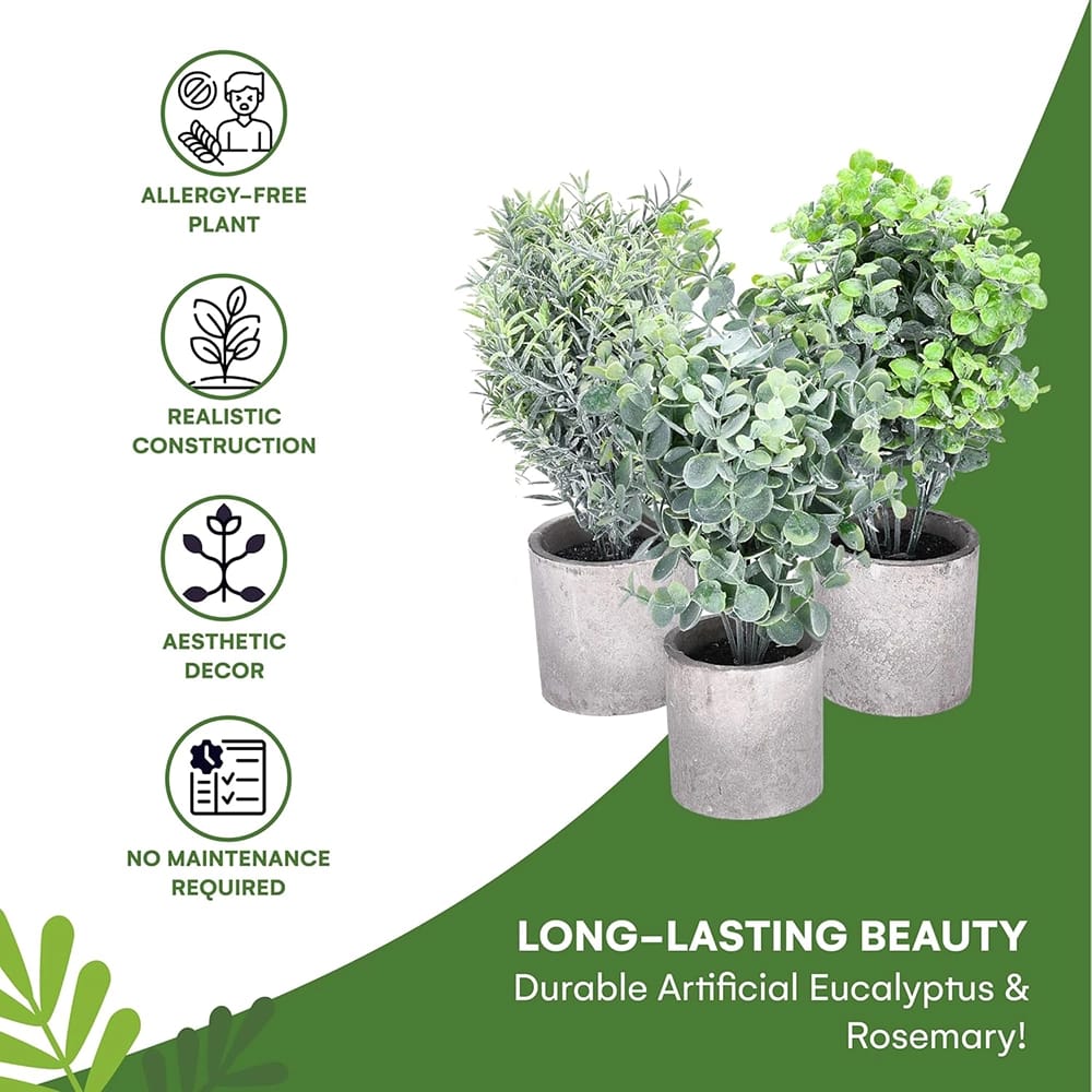 Flybold Mini Fake Plants, Set of 3