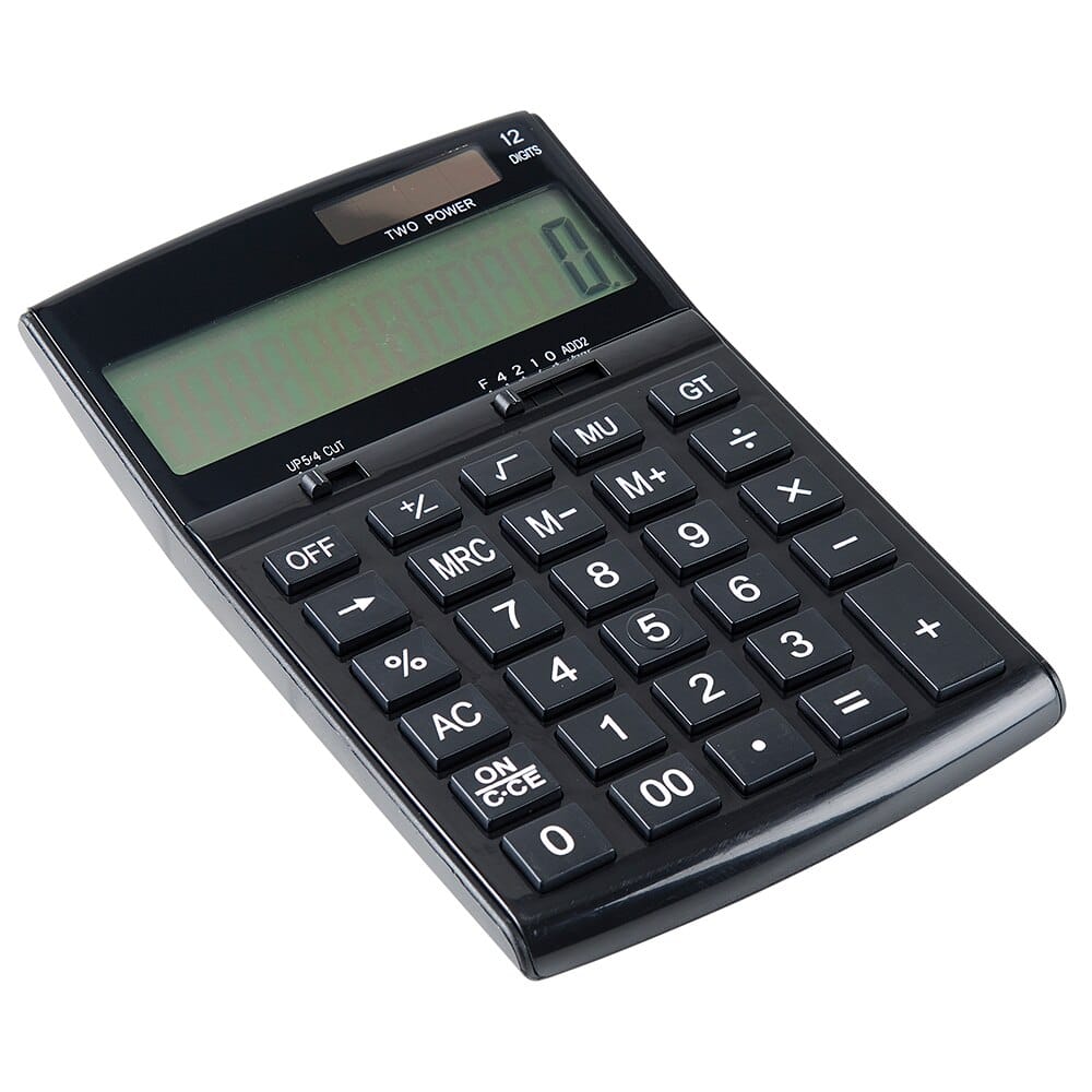 School Supplies Solar Powered 12-Digit Desktop Calculator with Battery Back-Up