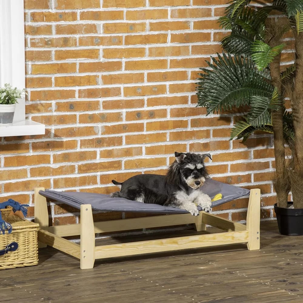 PawHut Raised Wooden Pet Bed